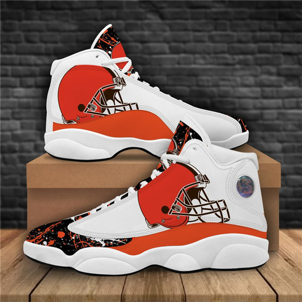 Women's Cleveland Browns AJ13 Series High Top Leather Sneakers 002
